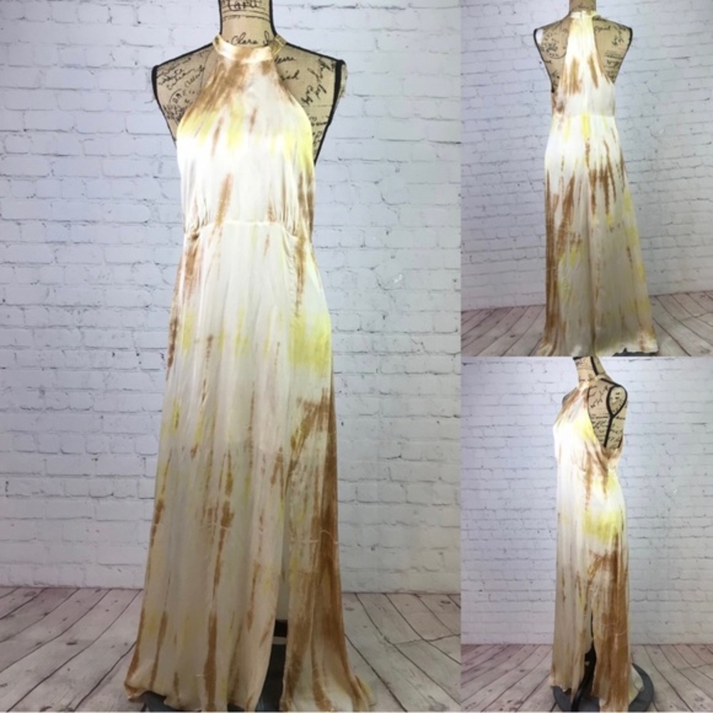 Stradivarius Tie Dyed Choker Neck Cutaway Arms Maxi